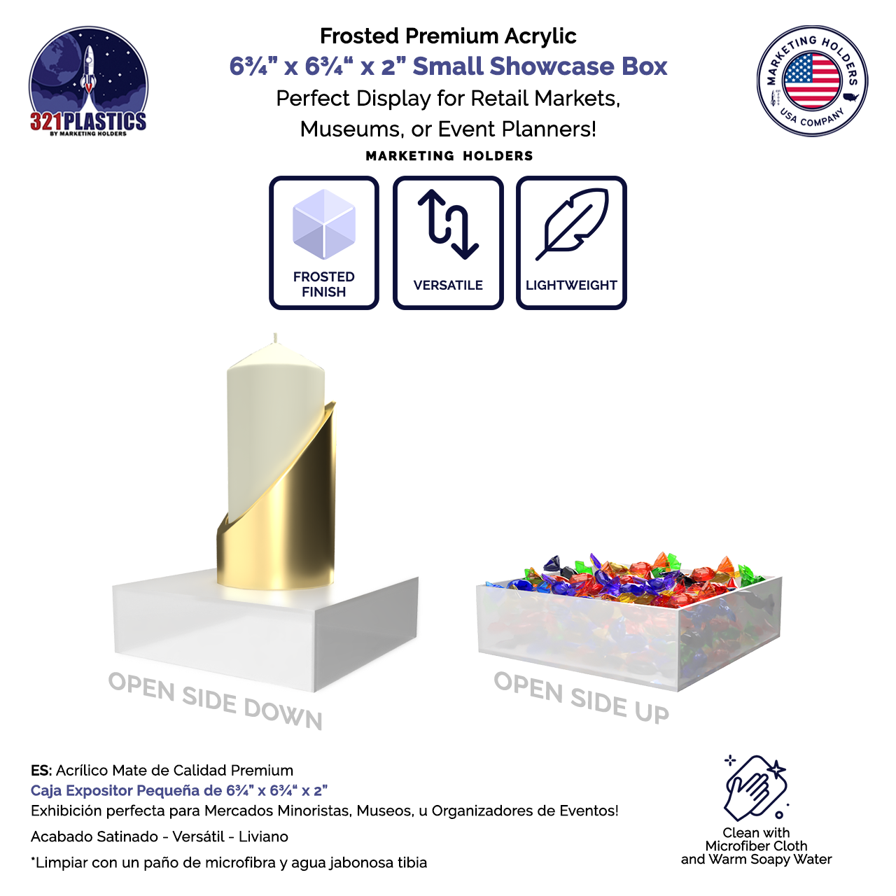 6.75" x 6.75" x 2" Acrylic Retail Display Box
