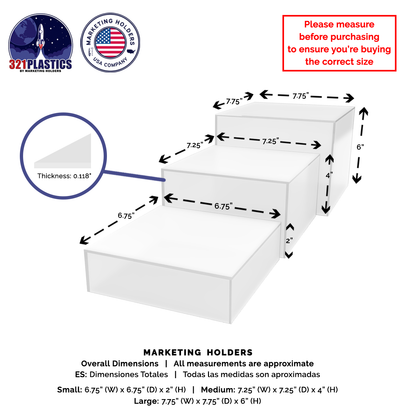 Nesting Display Boxes 3 Piece Retail Product Bin 5 Sided Cube
