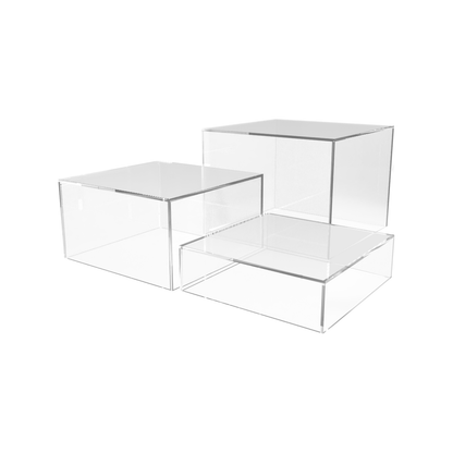 Nesting Display Boxes 3 Piece Retail Product Bin 5 Sided Cube