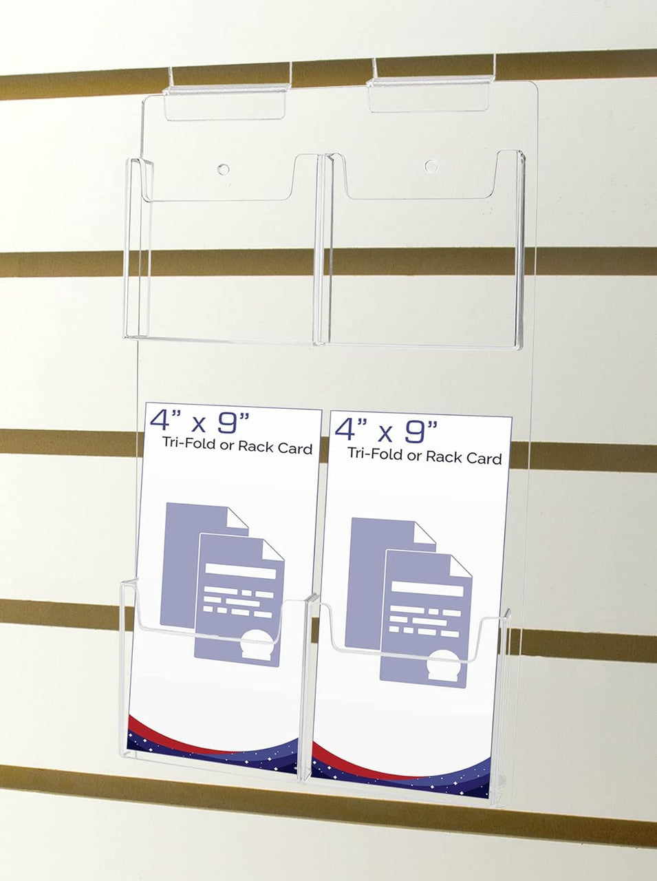 Slatwall 4"W Trifold Brochure Holder 4 Pocket Display