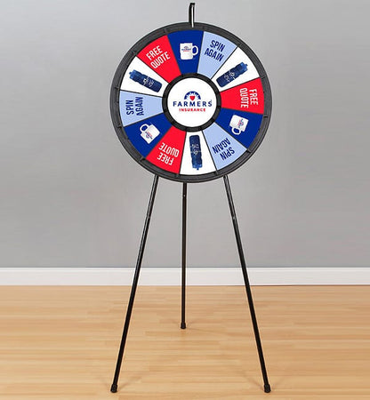 12 Slot 31" Prize Wheel Black Customizable Floor Stand Portable