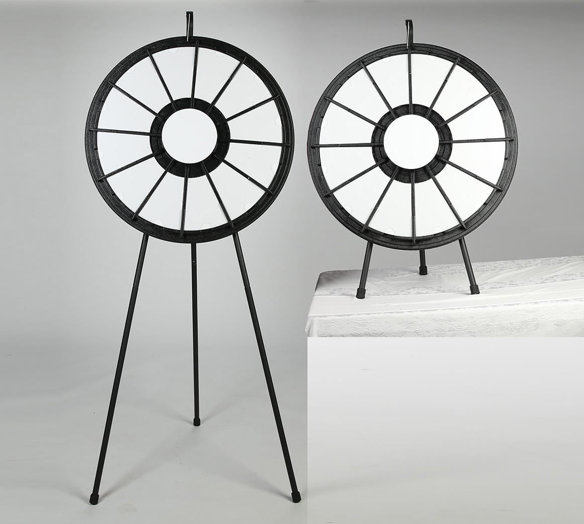 12 Slot 31" Prize Wheel Black Customizable Floor Stand Portable