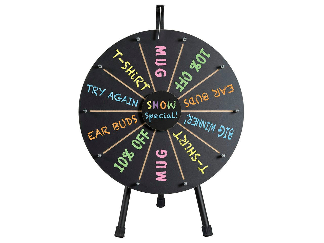 10 Slot 21" Chalk Board Prize Wheel Mini Tabletop Game