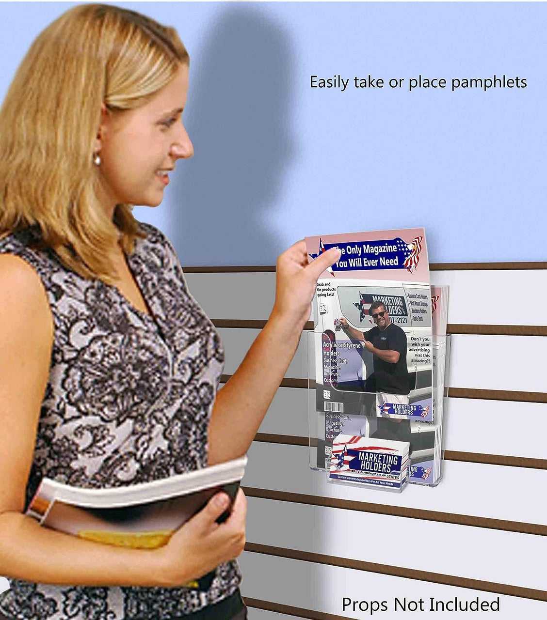 Slatwall 6.5" Advertisement Holder with Business Card Slot