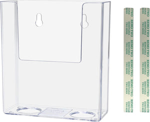 4"W Trifold Brochure Holder with Tape Countertop or Wall Mount Display