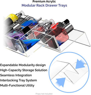 Modular Rack Drawer Trays 11.75" Clear Storage Organizer