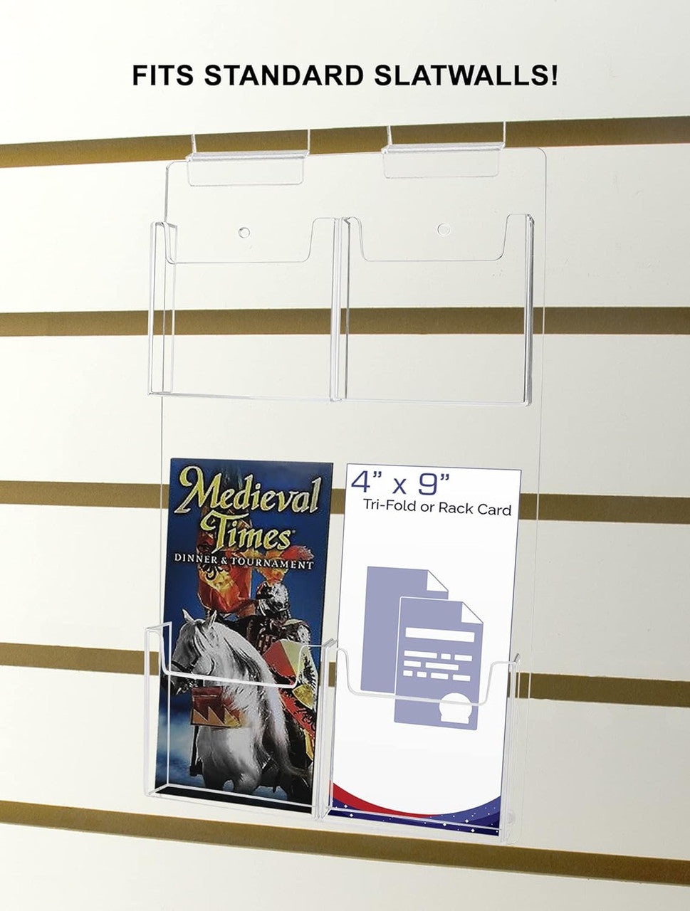 Slatwall 4"W Trifold Brochure Holder 4 Pocket Display
