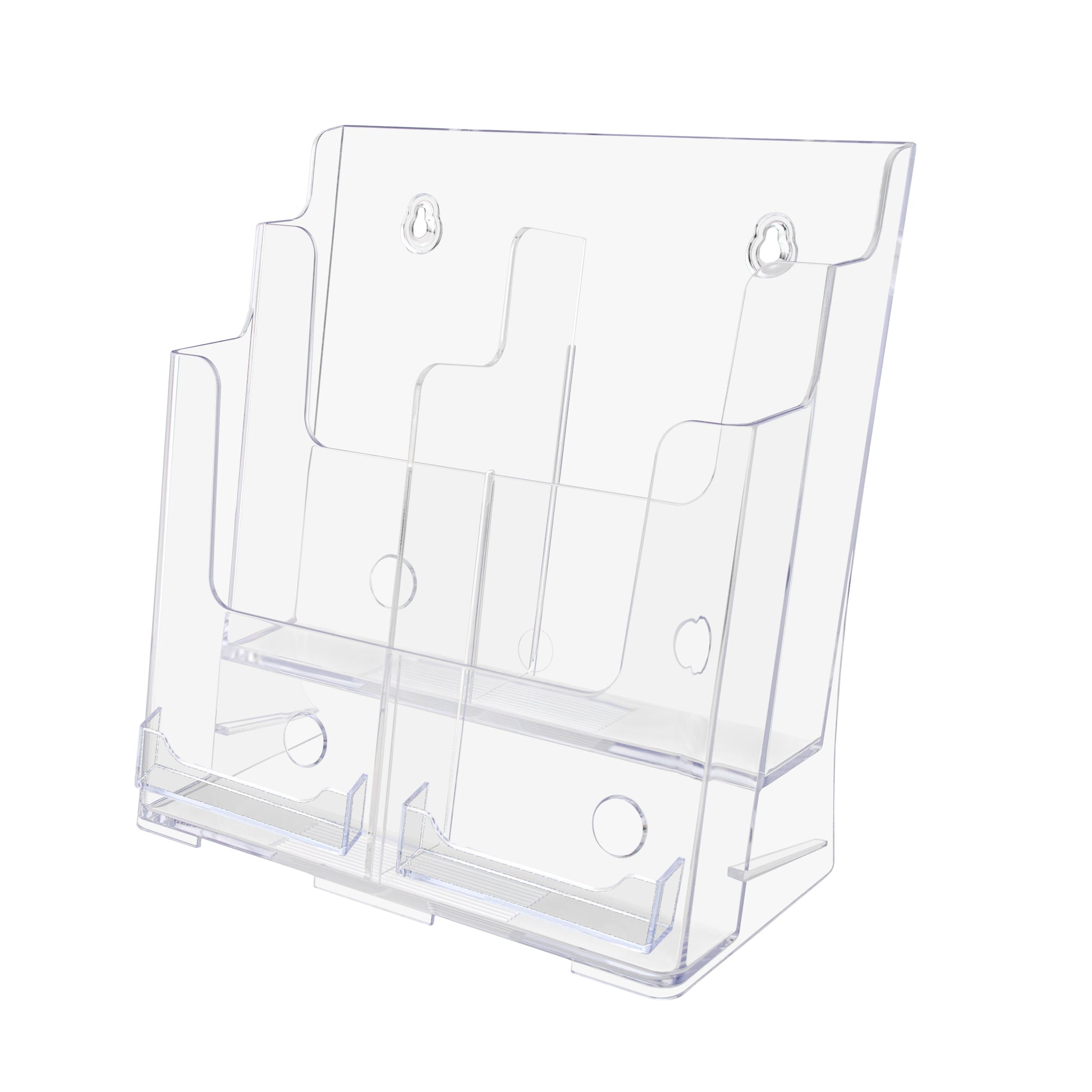 Brochure Holder for Trifolds and Magazines with Card Pocket
