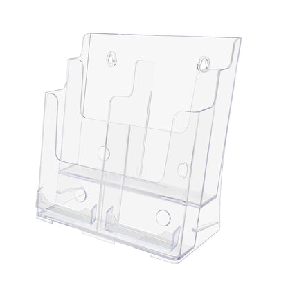 Brochure Holder for Trifolds and Magazines with Card Pocket