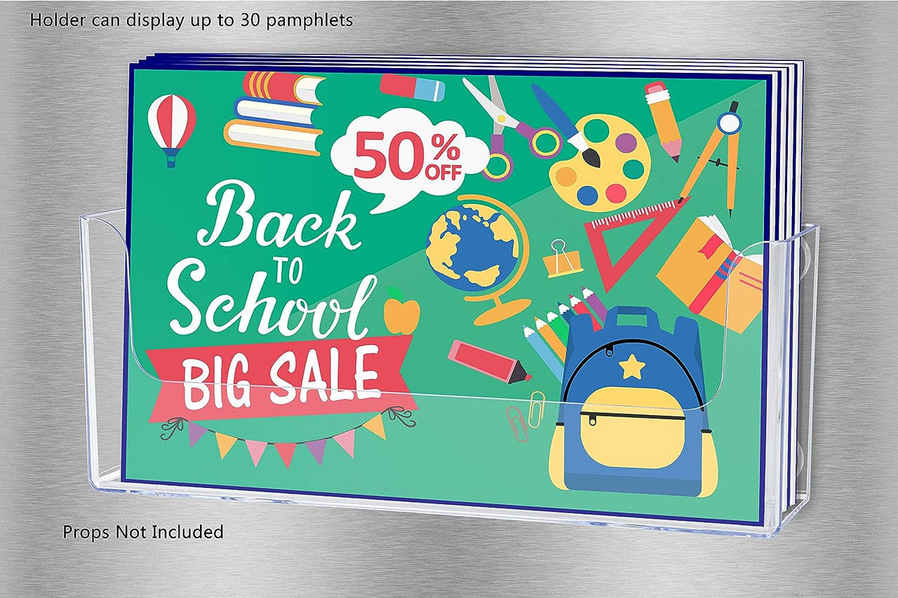 8.5"W Magnetic Horizontal Bifold Holder Metal Mount Display