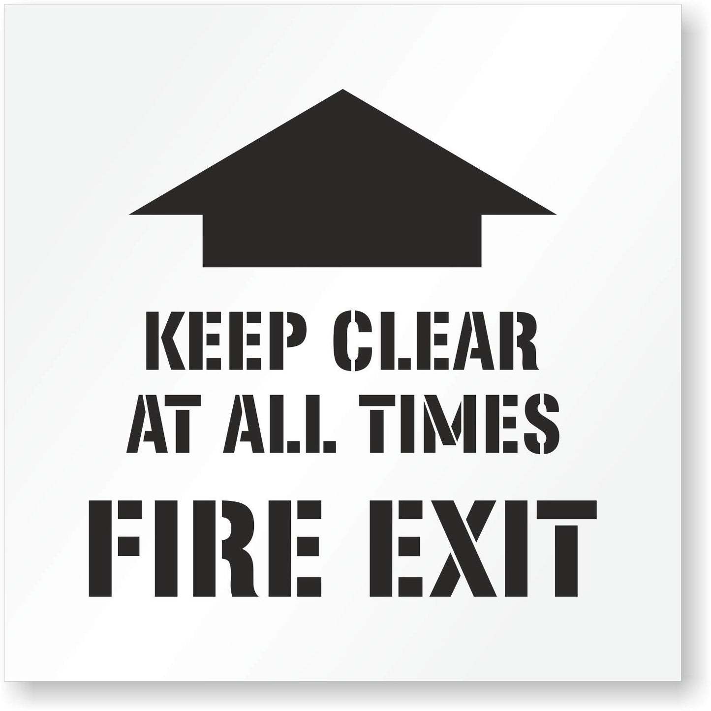 KEEP CLEAR AT ALL TIMES FIRE EXIT Floor Stencil 24" Symbol