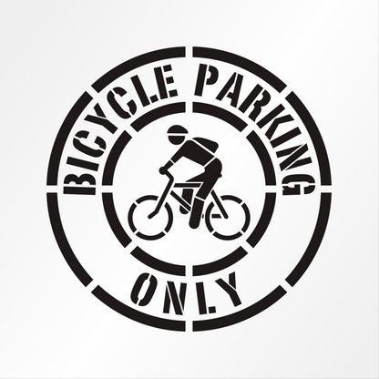 BICYCLE PARKING ONLY Stencil 17" Round Symbol