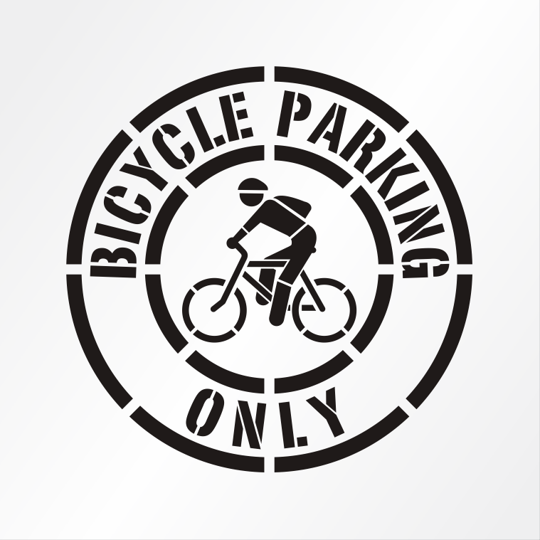 BICYCLE PARKING ONLY Stencil 17" Round Symbol