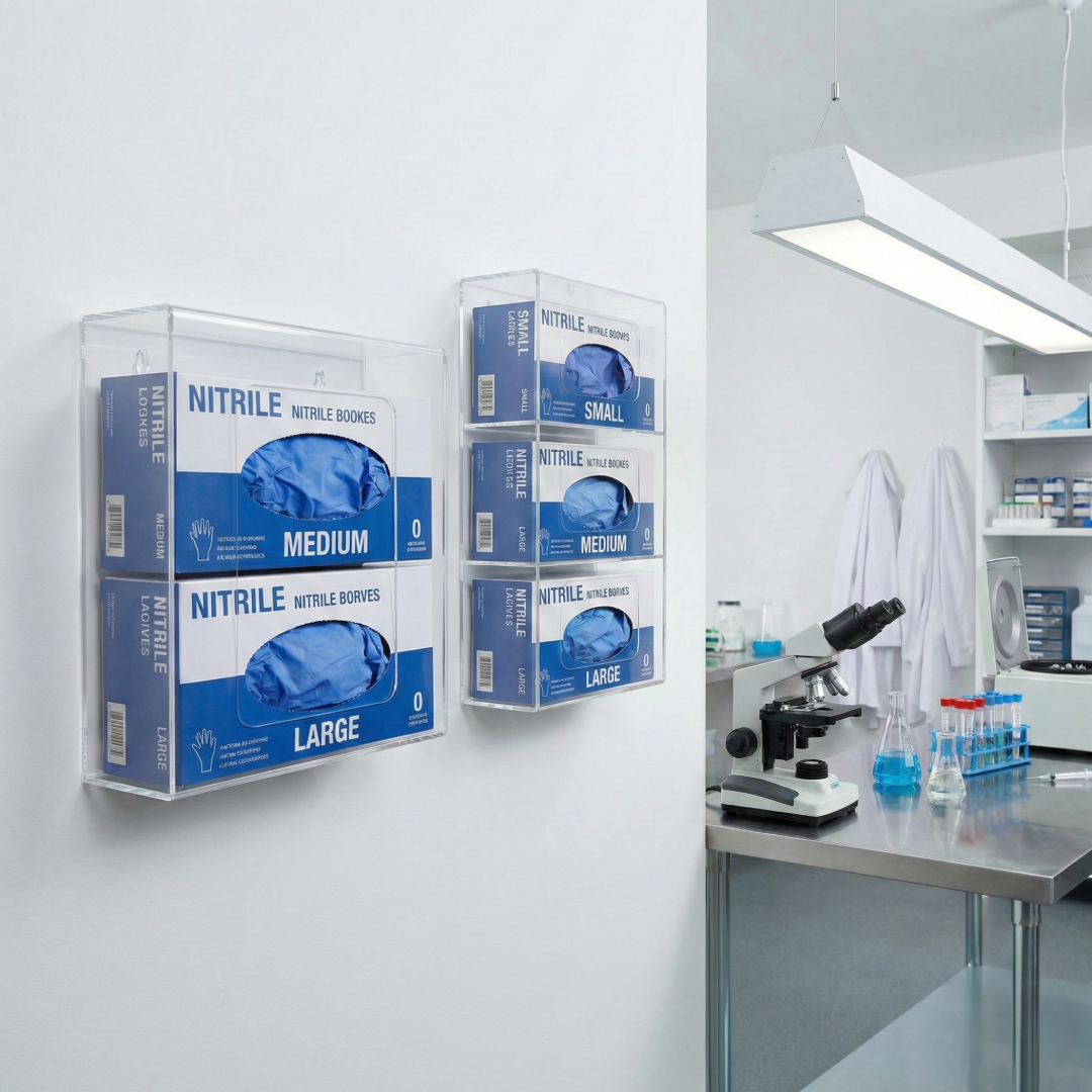 Wall Mount Acrylic Glove Box Holder