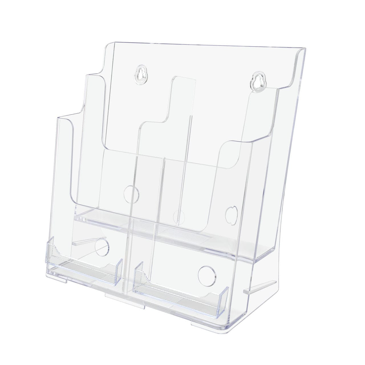 Brochure Holder for Trifolds and Magazines with Card Pocket