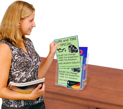 Brochure Holder for Trifolds and Magazines with Card Pocket