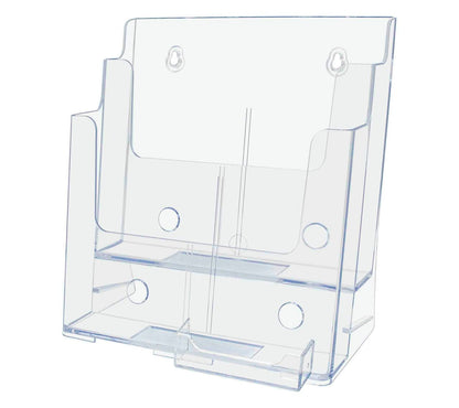 Brochure Holder for Trifolds and Magazines with Card Pocket