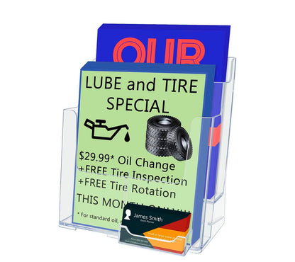 Brochure Holder for Trifolds and Magazines with Card Pocket