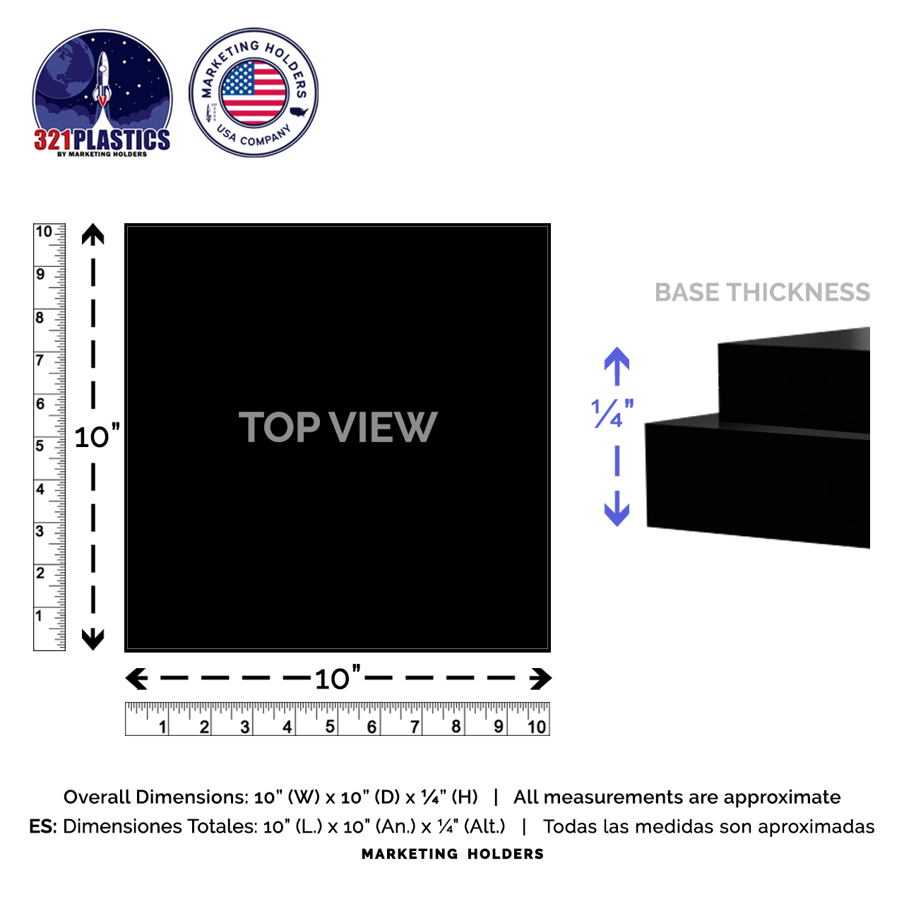 Black Base for 10"W Acrylic Cube Pedestal Lifter Display Weddings