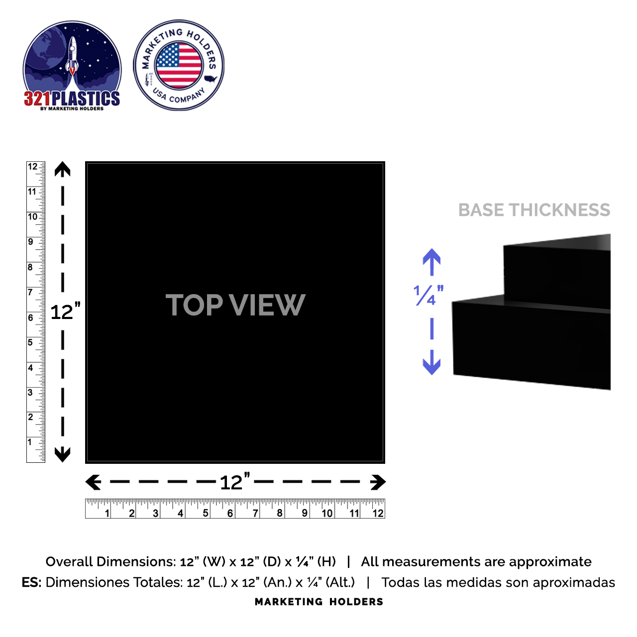 Black Base for 12"W Acrylic Cube Pedestal Lifter Display Weddings