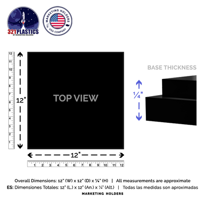 Black Base for 12"W Acrylic Cube Pedestal Lifter Display Weddings
