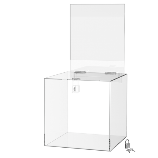 10"W Locking Ballot Box Door on Top Fundraiser Raffle Vote Bin