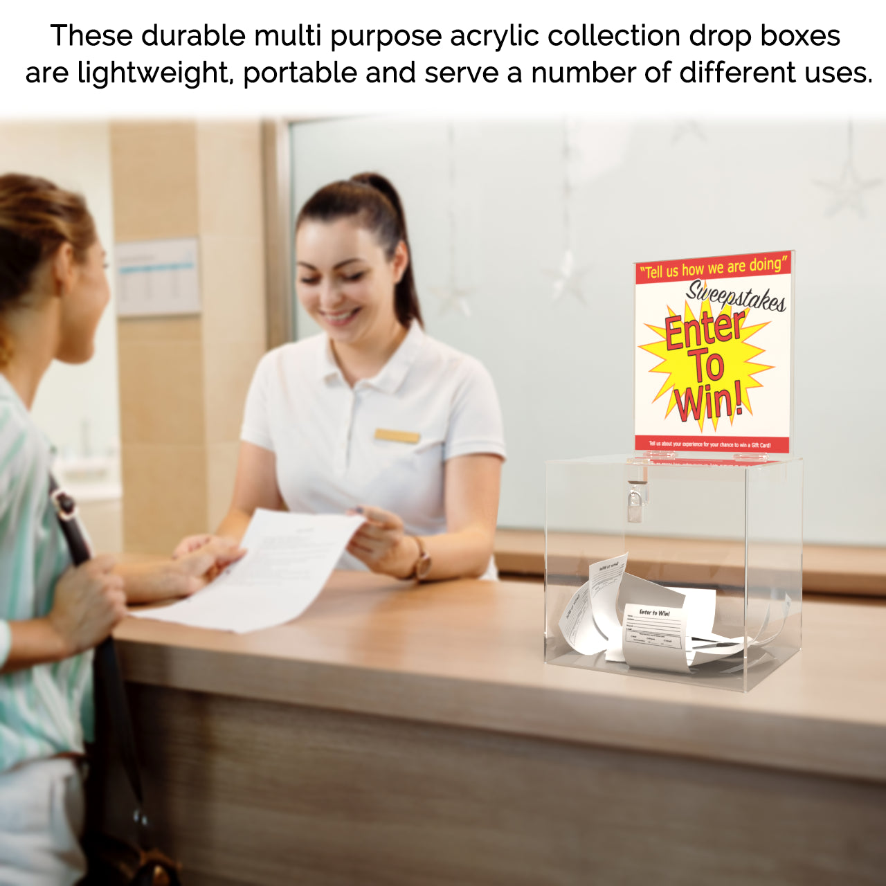 12"W Locking Ballot Box with Removable Header Door on Top