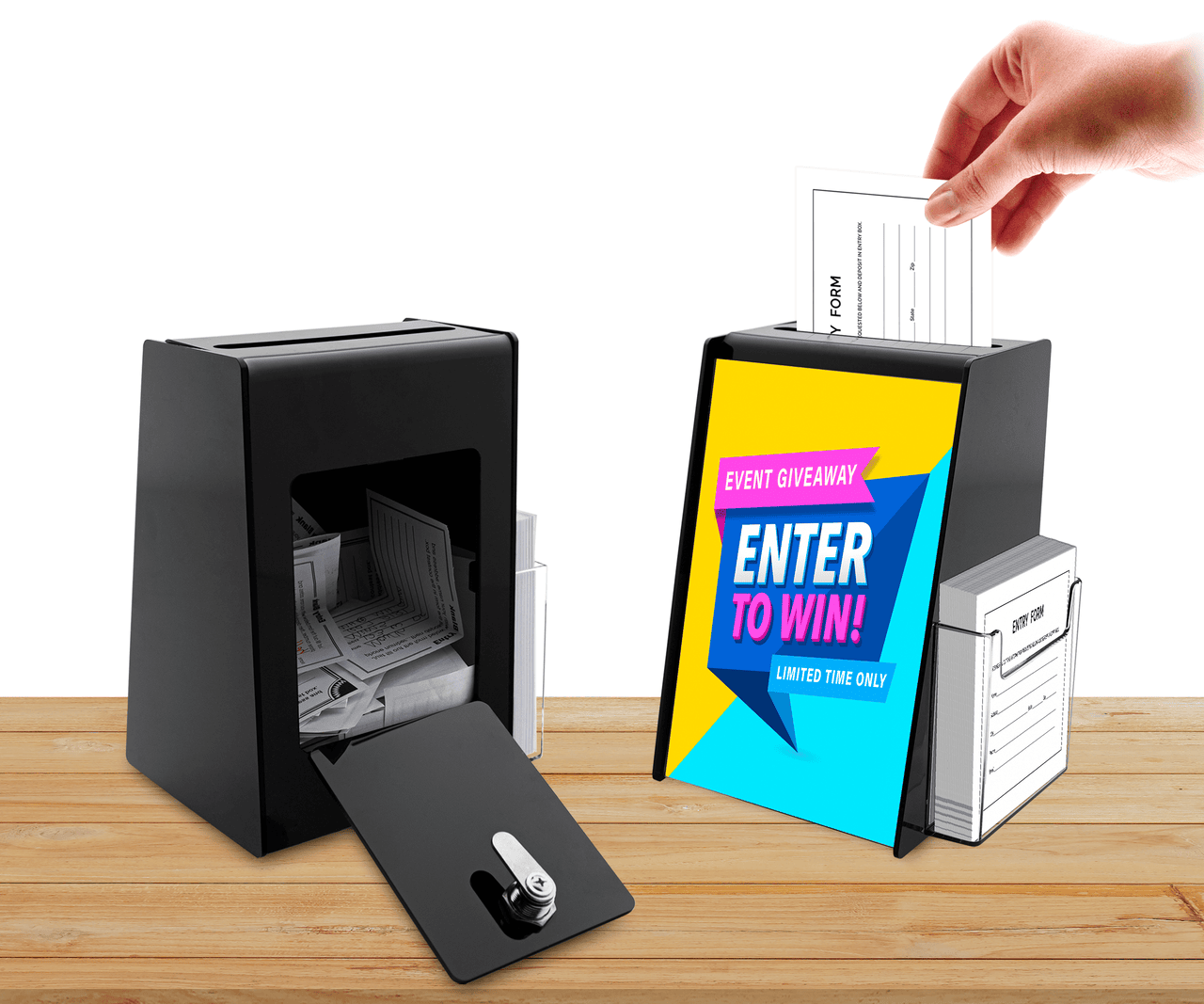 5.75"W x 8.75"H Locking Ballot Box with Sign Holder and Entry Form Pocket