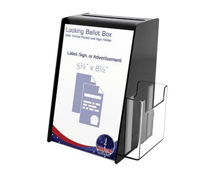 5.75"W x 8.75"H Locking Ballot Box with Sign Holder and Entry Form Pocket