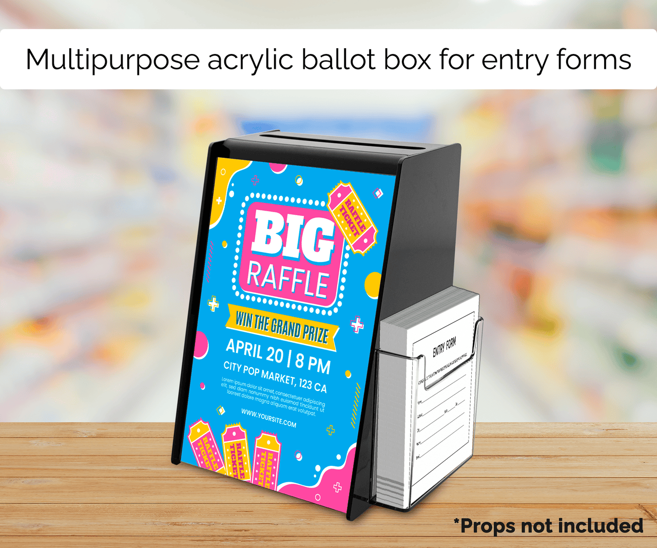 5.75"W x 8.75"H Locking Ballot Box with Sign Holder and Entry Form Pocket