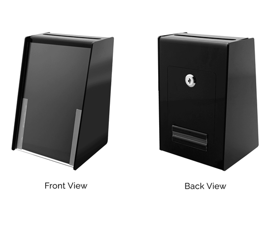 5.75"W x 8.75"H Locking Ballot Box Black Donation Bin with Sign Holder