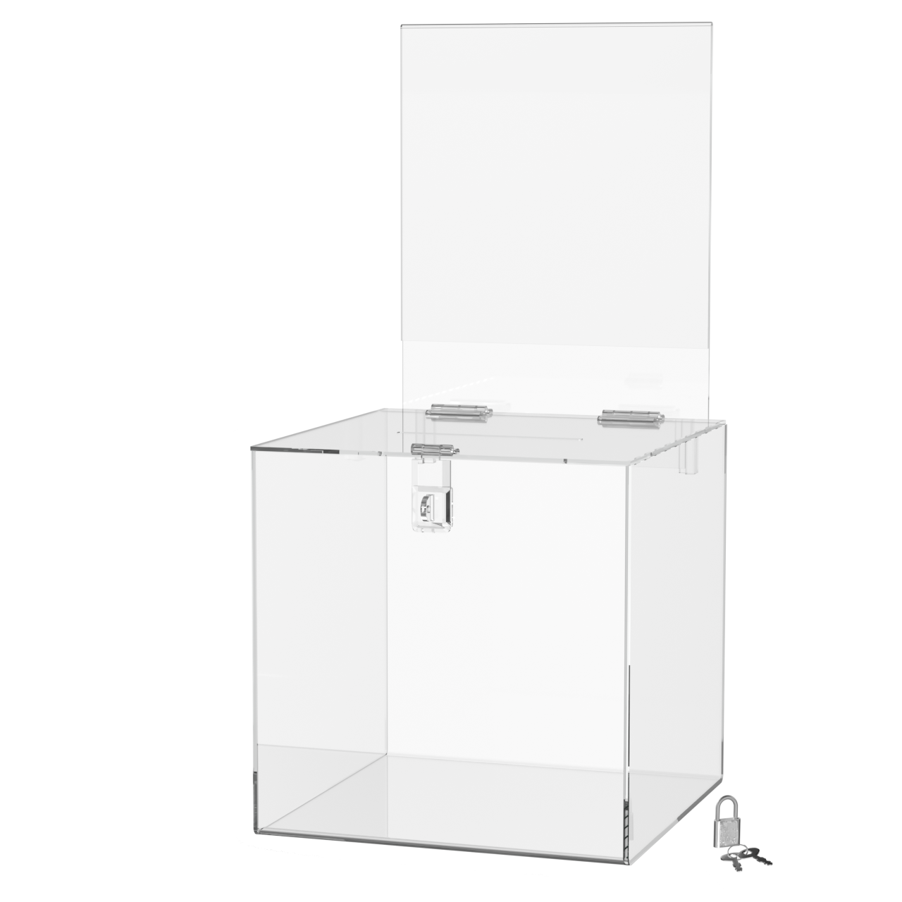 6" Square Ballot Box with Removable Header Clear Acrylic