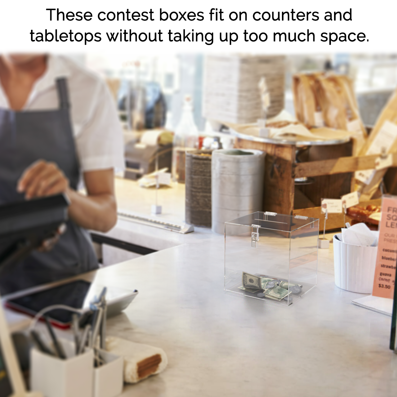 6"W Ballot Box with Padlock and 2 Keys