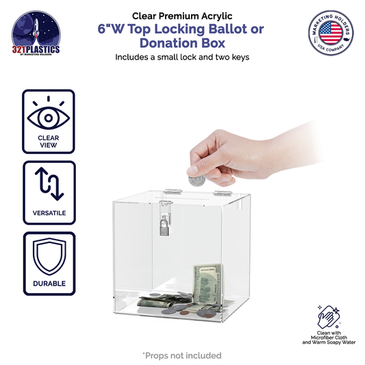 6"W Ballot Box with Padlock and 2 Keys