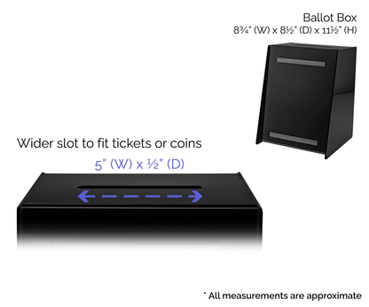 8.75"W Locking Ballot Box Black Donation Slot Slanted Sign Holder