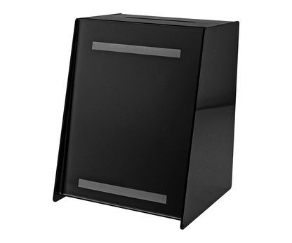 8.75"W Locking Ballot Box Black Donation Slot Slanted Sign Holder
