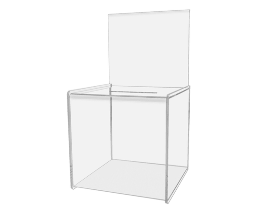 8" Ballot Box with Header Clear Acrylic Lead Collector
