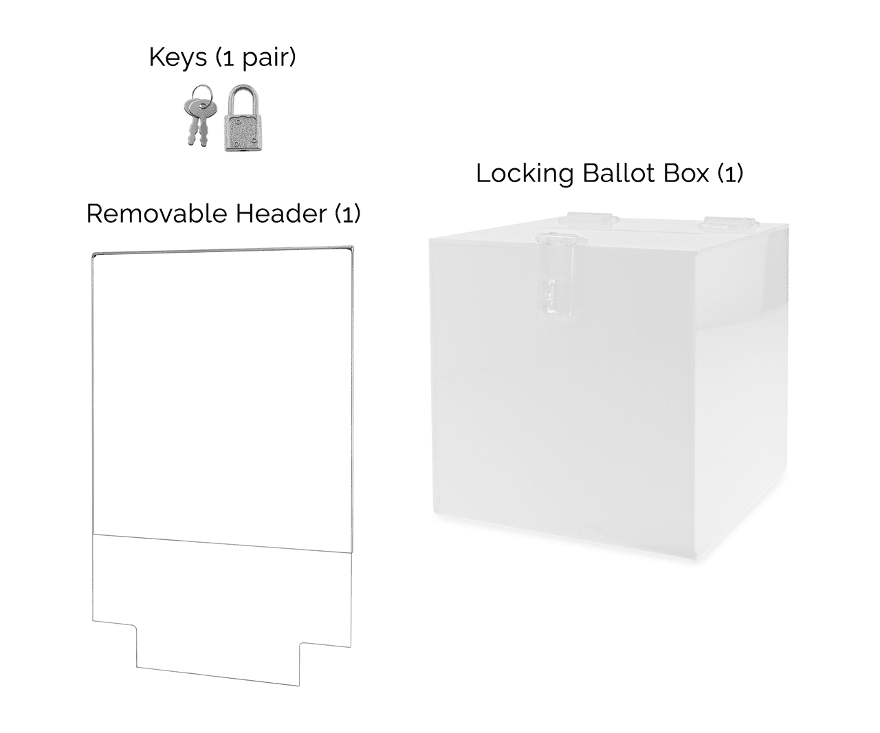 8"W Locking Ballot Box with Removable Header