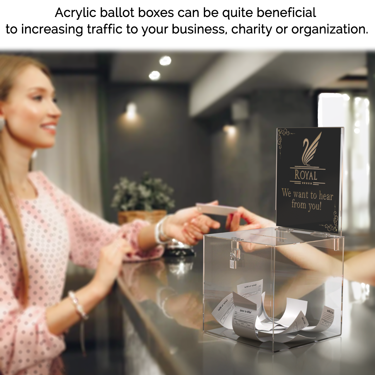 8"W Locking Ballot Box with Removable Header