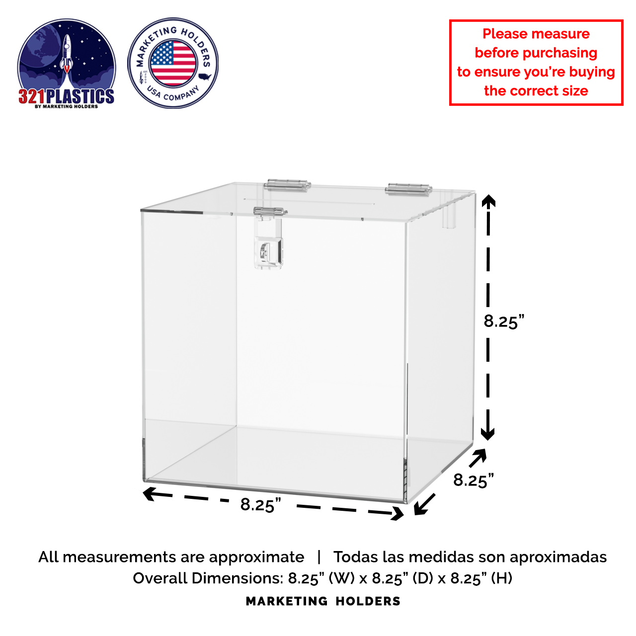 8"W Ballot Box with Padlock and 2 Keys