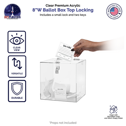 8"W Ballot Box with Padlock and 2 Keys