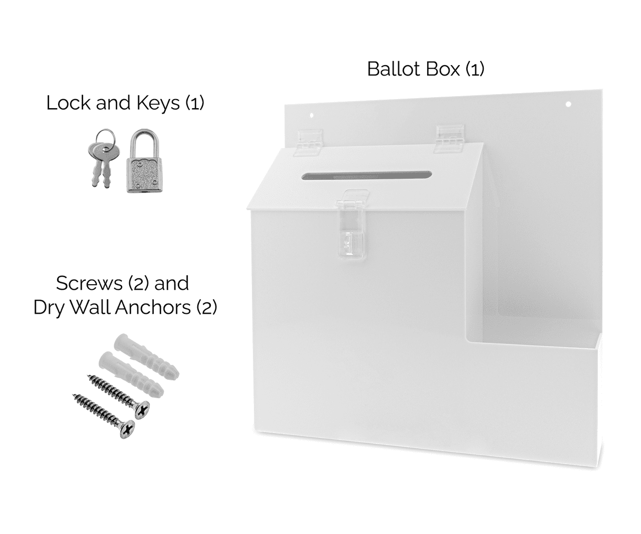 Wall Mount 9" Locking Ballot Box with Entry Form Pocket