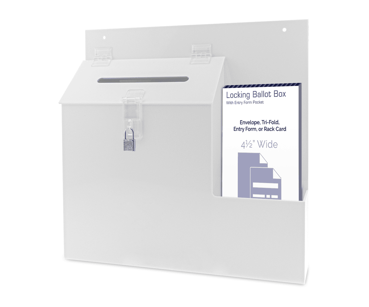 Wall Mount 9" Locking Ballot Box with Entry Form Pocket