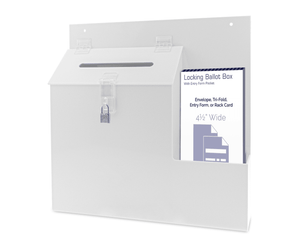Wall Mount 9" Locking Ballot Box with Entry Form Pocket