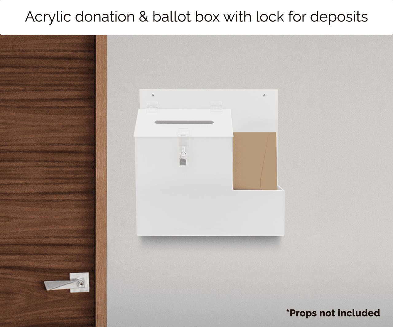 Wall Mount 9" Locking Ballot Box with Entry Form Pocket