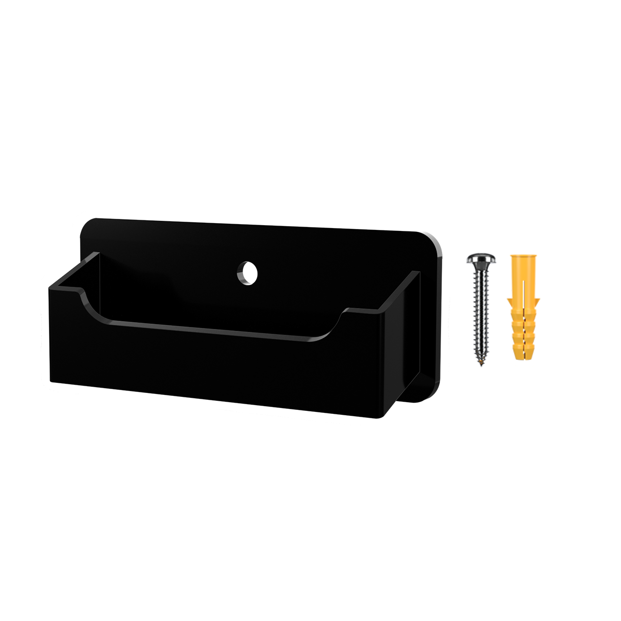 Business Card Holder Black Horizontal Single Pocket Wall Mount
