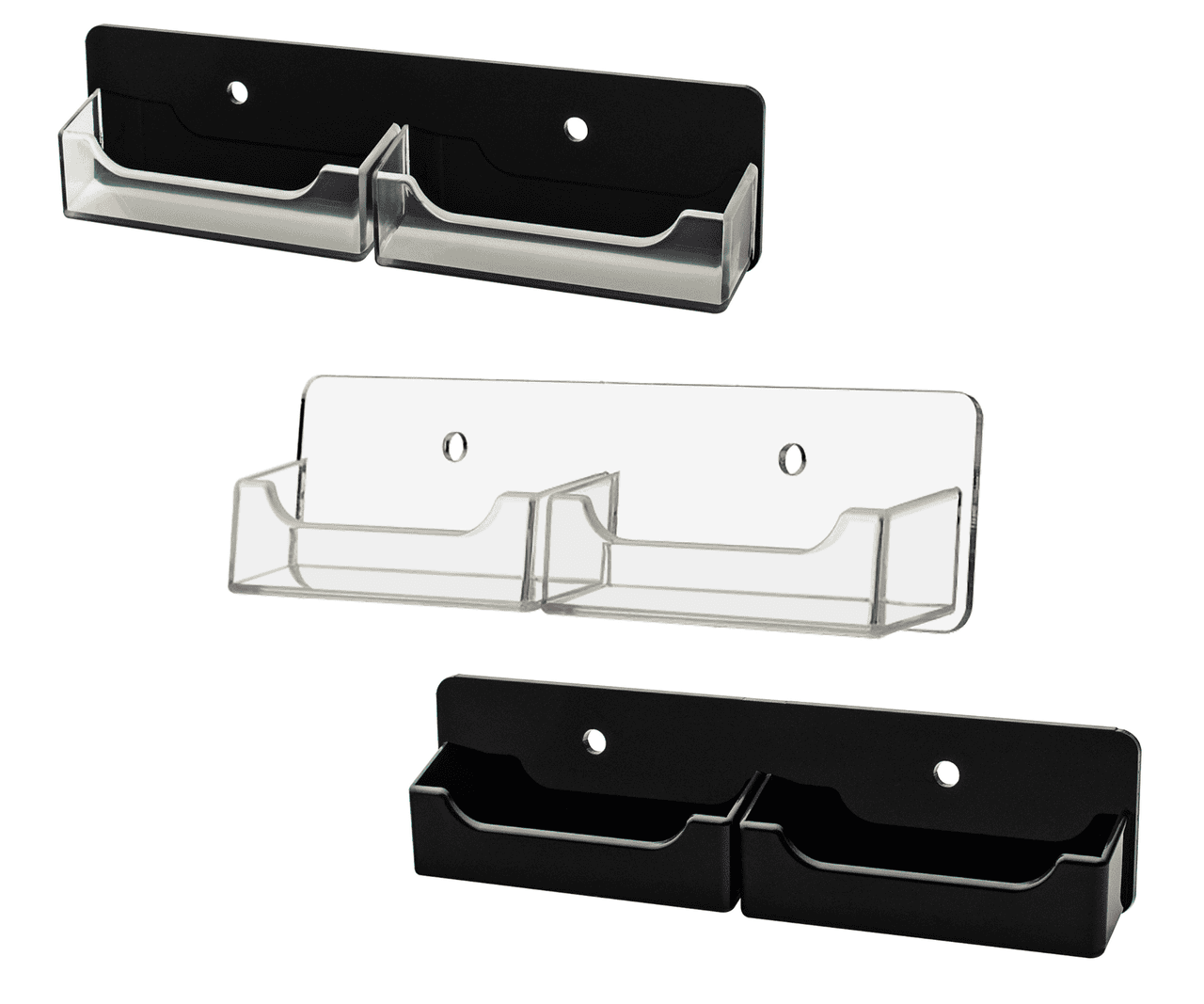 2 Pocket Wall Mount Business Card Holder