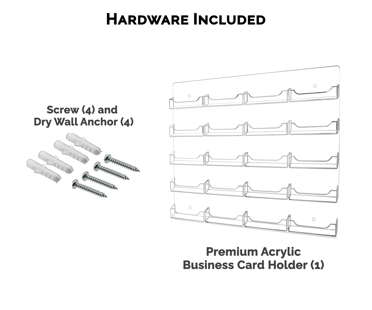 20 Pocket Wall Mount Clear Acrylic Business Card Holder