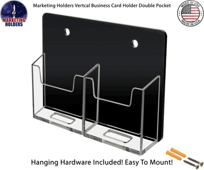 2 Pocket Business Card Holder Vertical Wall Mount