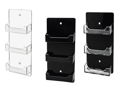3 Pocket Wall Mount Business Card Holder